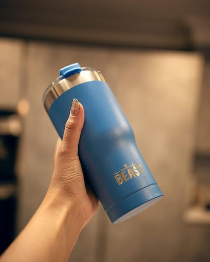 Beast 30 oz Tumbler Stainless Steel Vacuum Insulated Coffee Ice Cup Double Wall Travel Flask (Stormy Sky Blue)