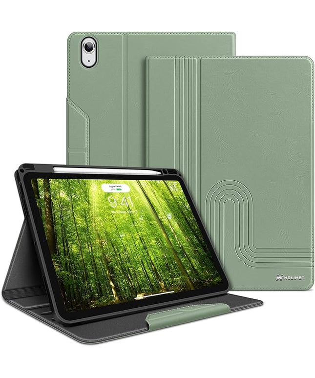 H HOLIMET Case for iPad Air 11 inch M3 2025 2024/iPad Air 5th Generation 2022/iPad Air 4th Generation 2020 10.9 Inch with Pencil Holder Shockproof Protective Cover for iPad Air 6/5/4 Vegan Leather
