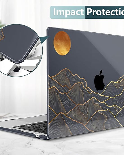 DONGKE for M4 MacBook Air 13.6 Inch Case 2025 2024 2023 2022 Model A3240 A3113 A2681 M3 M2 Chip, Plastic Hard Shell Case Cover with Touch ID for MacBook Air 13 Inch M4 - Abstract Mountain