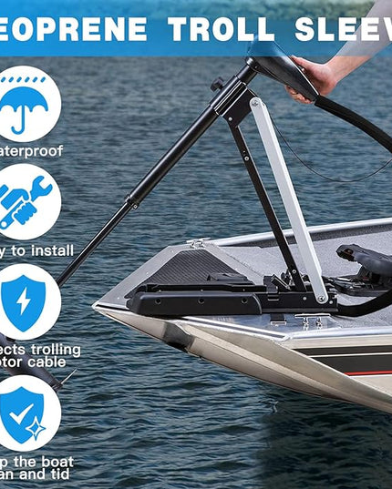 Trolling Motor Cable Sleeve, 60" L Black Neoprene Trolling Motor Sleeve Wire Cover Cable Wrap Organizer