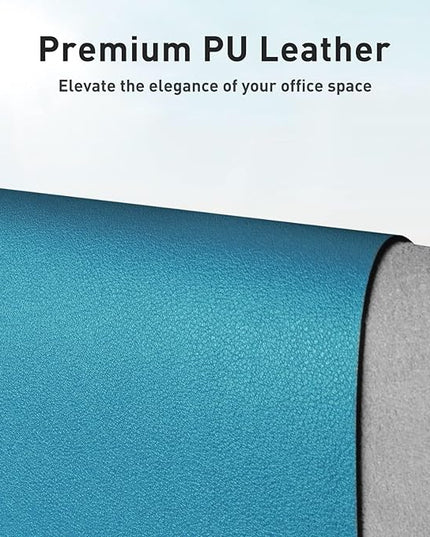 Aothia Leather Desk Pad Protector, Mouse Pad, Office Desk Mat, Non-Slip PU Leather Desk Blotter, Laptop Desk Pad, Waterproof Desk Writing Pad for Office and Home (Turquoise,36" x 17")