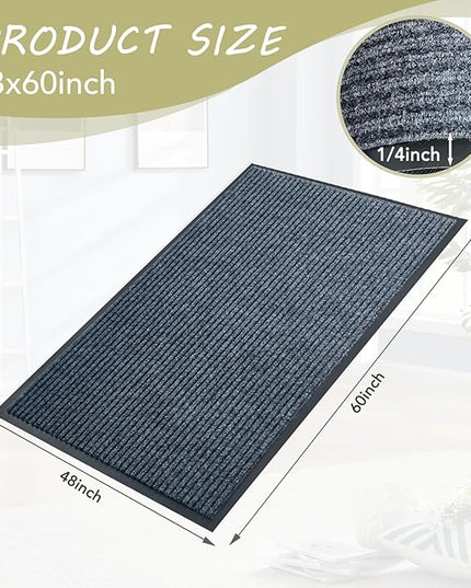 Front Door Mat,4'x5'Indoor Outdoor Door Mat,Heavy Duty Durable Welcome,Commercial Floor Mats Inside Outside Entrance, Waterproof All-Season, All-Weather Non Slip Backing Doormat for Entryway,Dark Gray