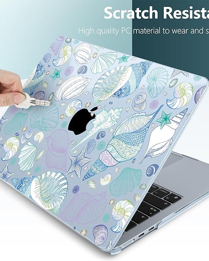 DONGKE for M4 MacBook Air 13.6 Inch Case 2025 2024 2023 2022 Model A3240 A3113 A2681 M3 M2 Chip, Plastic Hard Shell Case Cover with Touch ID for MacBook Air 13 Inch M4 - Sea Shells
