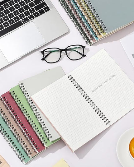 Fuutreo 12 Pcs Spiral Notebook for Work A5 8.3 x 5.7 Inch College Ruled Spiral Journal Notebook Kraft Cover Ruled Paper, 12 Color, 60 Sheets, 120 Pages for Office School (Jewel Color)