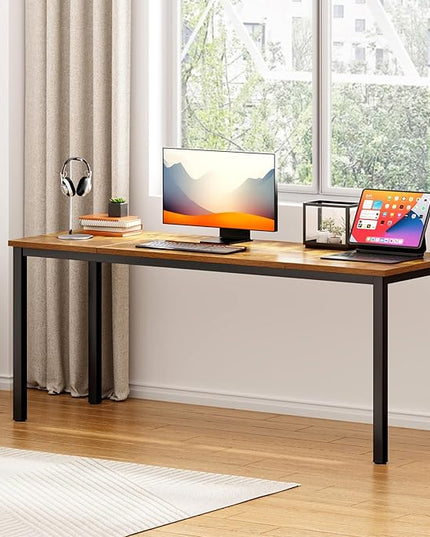 DlandHome 71 inches X-Large Computer Desk, Composite Wood Board, Decent and Steady Home Office Desk/Workstation/Table,23.6 Wide, Retro