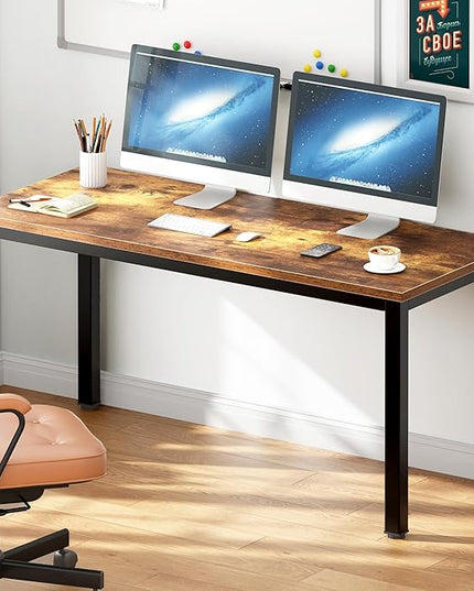 DlandHome Large Computer Desk, Composite Wood Board, Decent and Steady Home Office Desk/Workstation/Table 54.3inch Retro Black