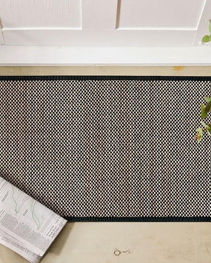 Artoid Mode Washable Non Skid Kitchen Rugs and Mats Doormat, Absorbent Door Mat Rugs for Kitchen Floor Front of Sink Hallway Black 17x29 Inch