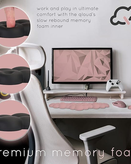 Qloud Cloud Wrist Rest Keyboard Wrist Rest for Computer Keyboard Pad, Cloud Keyboard Wrist Rest, Wrist Pad for Keyboard, Memory Foam, Non Slip Base, Comes with Mouse Pad - Pastel Pink