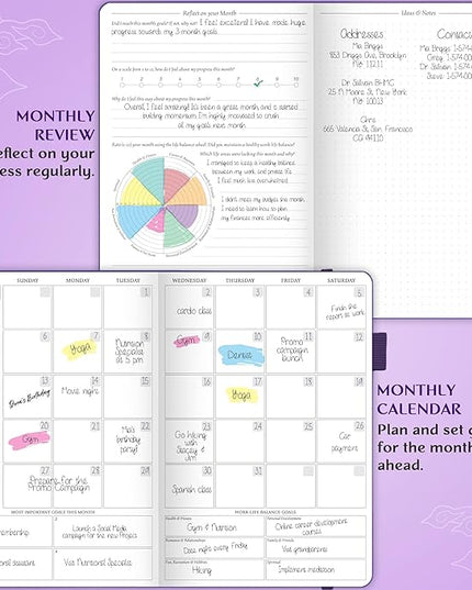 Legend Planner Hourly Schedule Edition – Deluxe Weekly & Daily Organizer with Time Slots. Time Management Appointment Book Journal for Work & Personal Life, Undated, A5 Hardcover – Purple, Debossed