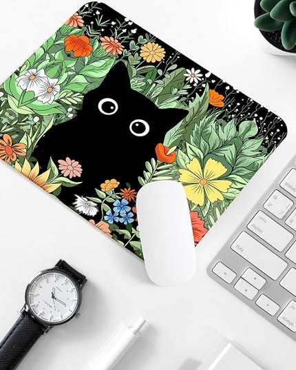 Black Cat Square Mouse Pad,Non-Slip Rubber Base Mouse Pad,Home Office Decoration Desktop Accessory,Laptop Mouse Pad for Office Laptops,9.4x7.8x0.12inch 2