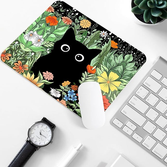 Black Cat Square Mouse Pad,Non-Slip Rubber Base Mouse Pad,Home Office Decoration Desktop Accessory,Laptop Mouse Pad for Office Laptops,9.4x7.8x0.12inch 2
