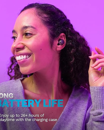 JLab Go Air Pop+ True Wireless Earbuds, in Ear Headphones, Bluetooth Earphones, 35H Playtime Ear Buds, Bluetooth Earbuds with Microphone, USB-C Charging Case, Dual Connect, EQ3 Sound, Clear