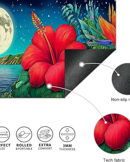 Large Mouse Pad Gaming Mousepad 31.5 x 11.8 Inch Keyboard Desktop Mat Diatomite XL Mouse Pad for Home and Office Desk Accessories with Tropical Coast Moonlight Floral Artwork