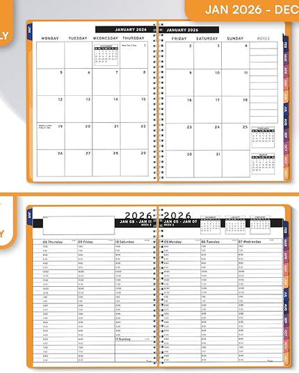 Ensight 2026 Appointment Book and Planner 6.5" x 8.5" Large Hourly Weekly Daily Schedule Book with Tabs, 30 Minute Time Slots, Yellow Calendar Organizer Jan 2026–Dec 2026 Appointment Planner - Yellow