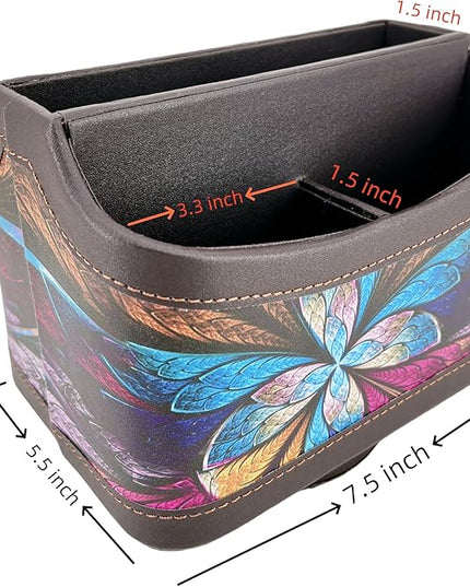 Arniche PU Leather Remote Control Holder,360 Degree Spinning Desk TV Remote Caddy,Desk Organizers and Accessories,for Controller,Media,Mail,Calculator,Mobile Phone,Pen Storage Holder(Pansy)