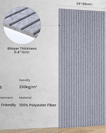 10 Pack Large Acoustic Panels,48 x 24 x 0.4 Inch Sound Proof Foam Panels for Walls，Premium Noise Dampening Panels,Sound Panels for Media Room, Office and Studio,Silver Gray