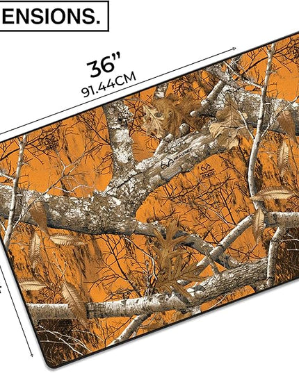 MPCO. Real Tree Large Gaming Desk Pad - 36" x 17" Duraglyde Fabric Edge Orange – Without Logo Desk Mats - Non-Slip, Washable, Smooth Glide for Precision Gaming & Work