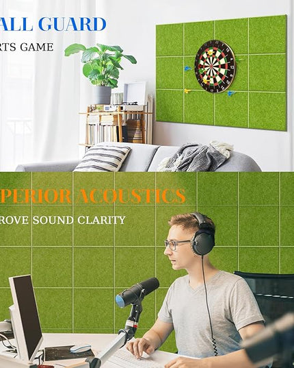 DOLLAR BOSS Large Cork Board for Wall 48" x 36" x 0.5" Bulletin Board 12 Packs Corkboard Tiles Self Adhesive Felt Wall Tiles for Office Home School, Green