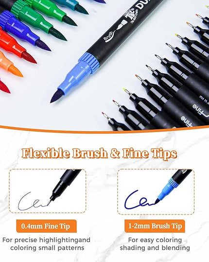 TBC The Best Crafts Dual Markers Brush Pens Set, 72 Art Markers Christmas Gifts for Adult Book Cards Drawing Craft Kit Teacher Office Supplies (72 Colors)