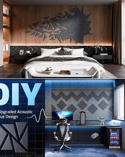 22 Pack Acoustic Panels with Self-Adhesive, 12"X 12"X 0.4"Sound Proof Foam Panels, Sound Panels High Density, Soundproof Wall Panels for Home Studio Office Dark Gray
