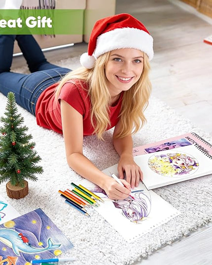 Soucolor 9" x 12" Cute Sketch Book, Aesthetic Cute Preppy Stuff School Supplies, 1-Pack 100 Sheets Spiral Bound Girls Sketchbook, (68lb/100gsm) Acid Free Drawing Book Paper Sketching Pad