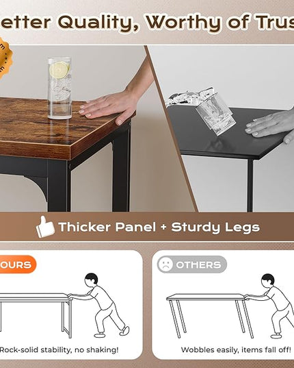 Huuger 63 x 24 inch Desk with Power Outlets & USB-C, Deeper & Thicker Desktop, Robust Metal Tubes, Computer Desk, Heavy Duty Office Desk, Work Gaming Desk, for Home Office, Rustic Brown