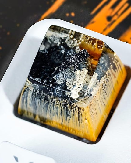 Whale Shark Keycap Orange Dark Ocean Artisan Keycap R1 SA Profile Custom Sea Creatures Keycaps 1U ESC Handmade Gaming Resin Key Cap Cherry MX Switch Compatible Mechanical Keyboard Ocean Lover Gift
