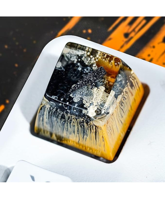 Whale Shark Keycap Orange Dark Ocean Artisan Keycap R1 SA Profile Custom Sea Creatures Keycaps 1U ESC Handmade Gaming Resin Key Cap Cherry MX Switch Compatible Mechanical Keyboard Ocean Lover Gift