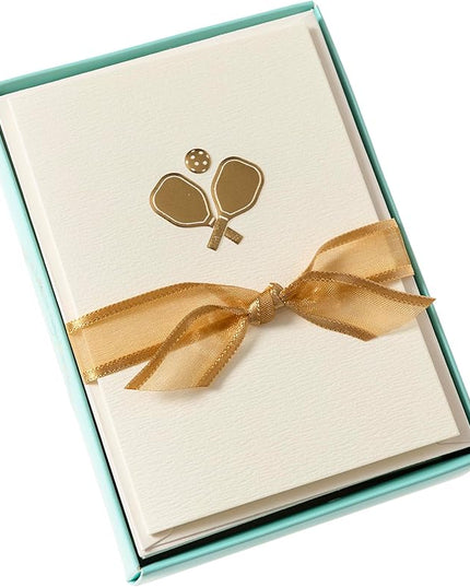 Graphique Pickleball Cards, Pack of 10 Cards with Envelopes, All Occasion Greetings, Blank Inside, Embossing and Gold Foil Accents, La Petite Press Collection Boxed Set, 3.25" x 4.75"