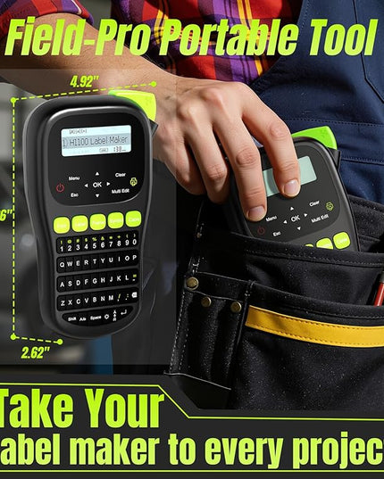 Label Maker Machine with 4 Tapes, Wire Label Maker Waterproof-Labels, Laminated Handheld Label Printer, Backlit & Portable & One-Touch Key, H1100 Labeler for Industrial Office Organization