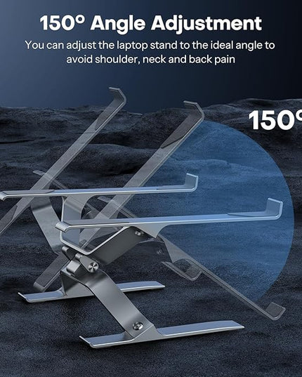 OMOTON More Stable Laptop Stand, Aluminum Adjustable Laptop Holder Stand for Desk, Ergonomic Detachable Notebook Riser Suitable for All Laptops (11-16 inch)