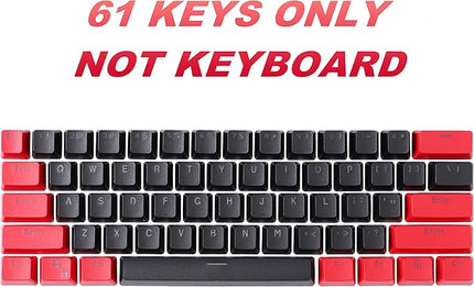 GTSP Red and Black Keycaps 60% Percent PBT Key Cap Set with 6.25U Space Key for Cherry MX Gateron Kailh Switches Gaming Keyboard (Only keycaps)