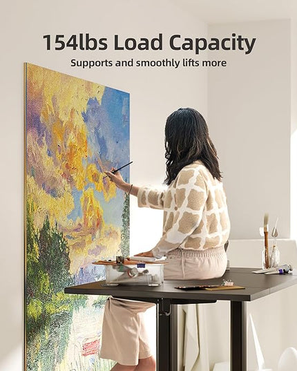 INNOVAR Electric Standing Desk, Adjustable Height Stand up Desks, 48 x 24 Inches Sit Stand up Desk for Home Office Computing, 3-Preset Memory Height Ergonomic Rising Desks, Warm Dark