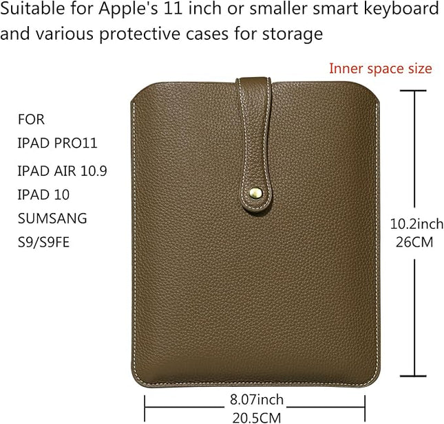 Laptop Sleeve Genuine Leather,Compatible with ipad pro 11 inch, Ipad Air 10.9 inch M2 2024,Air5/4 2022/2020 case, Compatible with ipad 10,accommodate Magic Keyboard，Galaxy Tab S9/S9 FE Bag