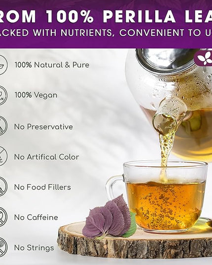 FreshDrinkUS, Premium Perilla Leaf Tea – 75 Tea Bags | 100% Pure Perilla Leaves | Caffeine-Free, Non-GMO, Natural Packaging | Herbal Tea Bags for Daily Enjoyment. Gluten-Free. Sugar-Free. Vegan