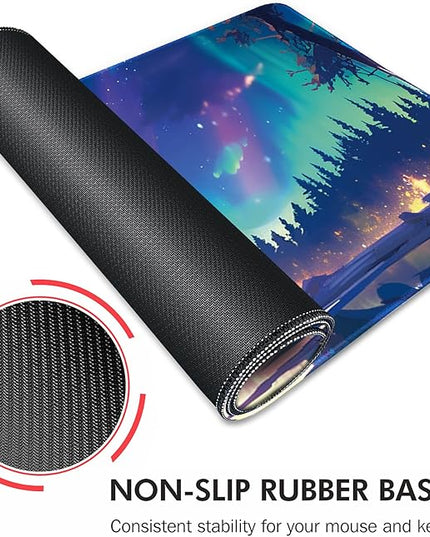 Galdas Gaming Mouse Pad XXL XL Large Long Extended Big Mousepad Non-Slip Rubber Keyboard Mouse Pad with Stitched Edges for Laptop Home Office (31.5x11.8x0.08 Inch) … (Aurora)
