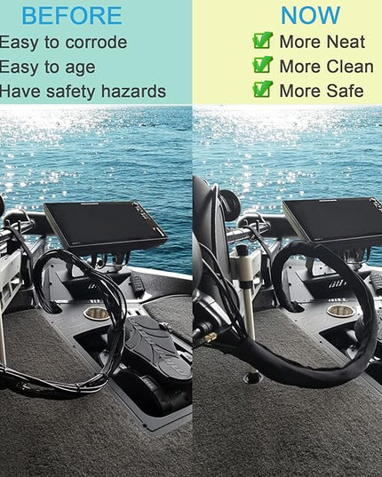 Trolling Motor Cable Sleeve, 60" L Black Neoprene Trolling Motor Sleeve Wire Cover Cable Wrap Organizer