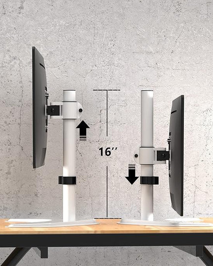 WALI Single Monitor Stand, Free Standing Desk Stand with Mounting Holes 75 to 100, Fully Adjustable Mount Fits One Screen up to 32 inch (MF001-W), White