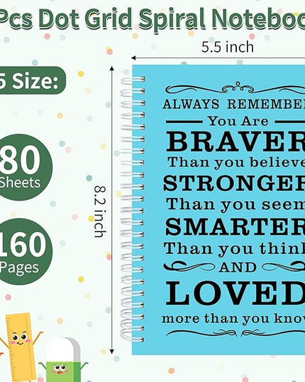 2Pcs Spiral Dotted Notebook,Inspirational Gifts A5 Dot Grid Spiral Notebook for Work & Sketching,Perfect for Office School Home Supplies,160 Pages (2, Dot Grid Light Blue)
