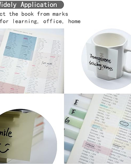 800Pcs Transparent Sticky Notes, 3"x3" Clear Sticky Notes, Waterproof Translucent Sticky Note Pads for Books Annotation, Clear Post it Notes for Bible Study, School, Office（Morandi）