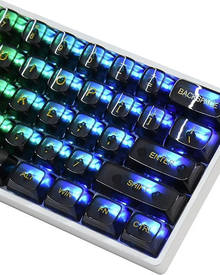 Guffercty kred 61 Keys Black Clear Keycap Set, Transparent Black Keycaps 60 Percent PC Material OSA Profile Only for 60% Keyboard(Obsidian-OSA)