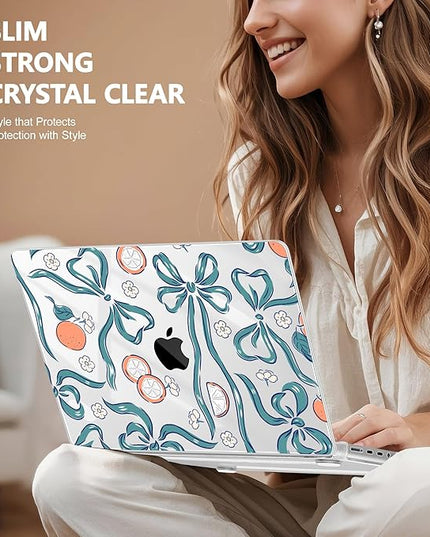 May Chen Case for MacBook Pro 14 inch, Models A2442 A2779 A2918 A2992 A3401 A3185 A3112 A3434, M1 M2 M3 M4 M5 Chip (2021-2025 Release), Plastic Hard Shell Case with Keyboard Cover, Flower & Bows