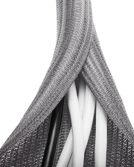 6.6ft - 4/5 inch Grey Cable Sleeve, Cable Organizer for Desk PC TV Computer, Wire Protector Cable Wrap Cover, Cord Management for Home Office