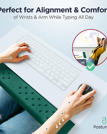 EdgeRest PostureUp L-Shaped Desk Long Wrist Rest Elbow, Forearm & Wrist Comfort Support for Table or Desk Edge, Non-Slip, Memory Foam Padding, Ergonomic Design for Work, Universal Fit, Forest Green