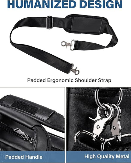 seyfocnia Leather Laptop Bag, Men's 15.6 Inche 17.3 Inche Messenger Briefcase Business Satchel Computer Handbag Shoulder Bag