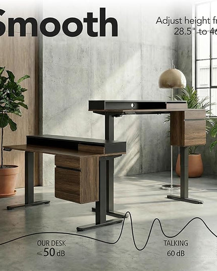ErGear Electric 47 inch Standing Desk with Drawers and File Cabinet, Adjustable Stand up Desk with Storage, Ergonomic Sit Stand up Table Compatible Monitor Stand, Black Walnut