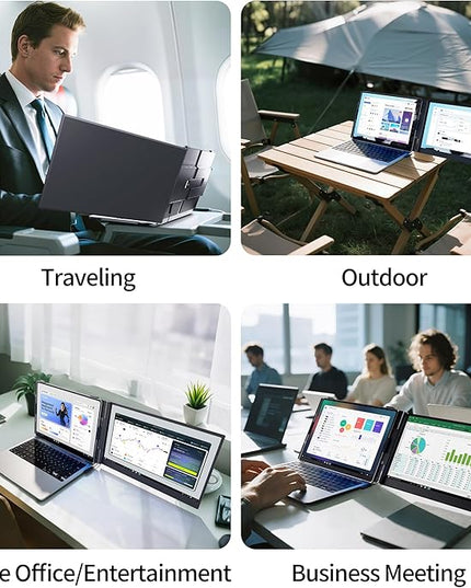 Helpnight 14" Laptop Screen Extender - Ultra Light 1.31lbs FHD 1080P IPS Portable Monitor for Laptops, Attachment Plug & Play Travel Dual Extra Display for 13"-17" Windows/Mac