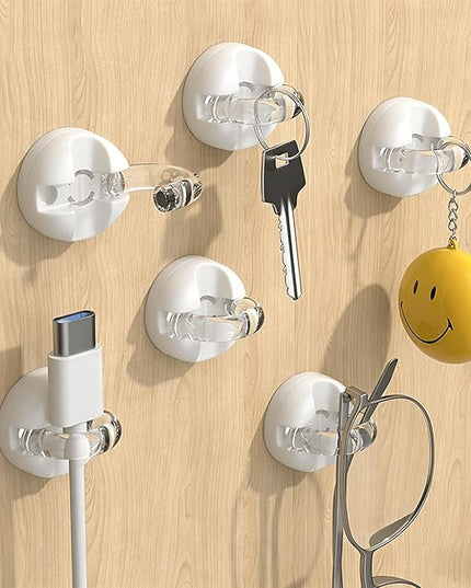 IFNOW Magnetic Cable Clips for Nightstand Self Adhesive Cord Holder Adjustable Clip for Desk, Nightstand, Phone Charger, Computer, Home, Office, Car (White-New, 6PCS)