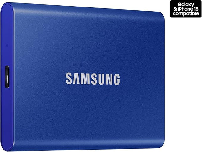 SAMSUNG T7 Portable SSD, 1TB External Solid State Drive, Speeds Up to 1,050MB/s, USB 3.2 Gen 2, Reliable Storage for Gaming, Students, Professionals, MU-PC1T0H/AM, Blue