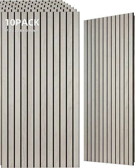 TO-TH Wood-Look Acoustic Wall Panels, 10 Pack 47.2” x 23.6” Acoustic Panels, Decorative Sound Absorbers Sound Dampening Panels for Home, Office, Basement, Natural Oak
